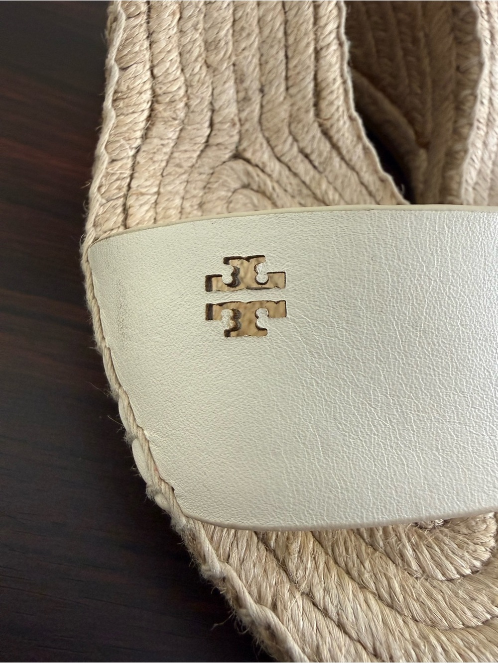 Tory Burch Ivory Bima Ankle Strap Wedge Espadrille Women’s 5.5 Very Good Cond. - Picture 8 of 10